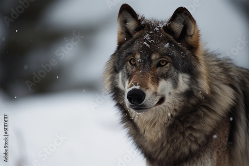 Generative AI. a wolf in winter