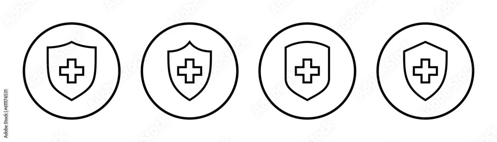 Health insurance icon set illustration. Insurance document sign and symbol Health insurance icon set illustration. Insurance document sign and symbol