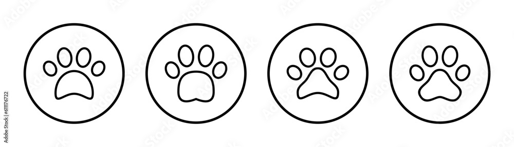 Paw icon set illustration. paw print sign and symbol. dog or cat paw Paw icon set illustration. paw print sign and symbol. dog or cat paw