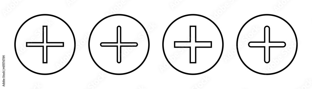Plus Icon set illustration. Add plus sign and symbol Plus Icon set illustration. Add plus sign and symbol