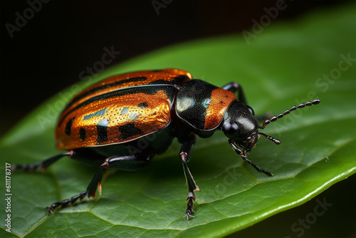 Generative AI. a beetle on a leaf