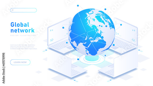 Global network white banner