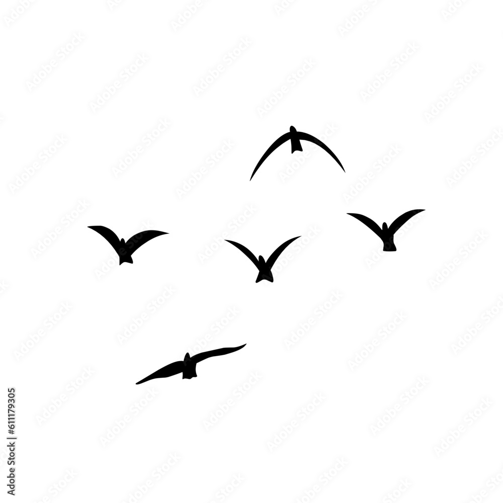 Fototapeta premium Flying birds silhouettes vector