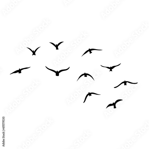 Flying birds silhouettes vector © King Silhouette