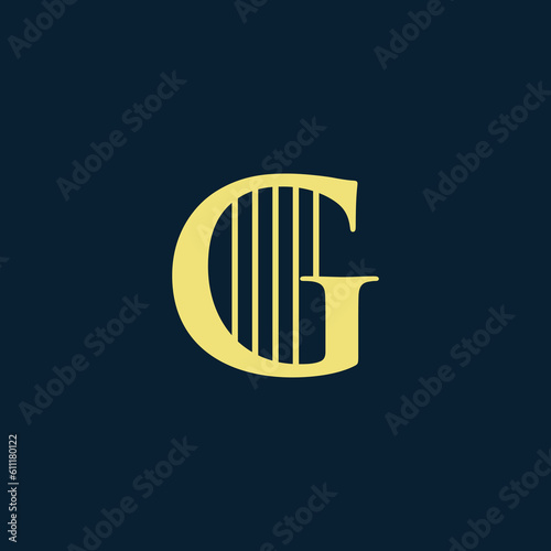 alphabet initial g combined with strings as instrument tone for stringed musical instrument used for logo, design, vector, business, branding, company, and art