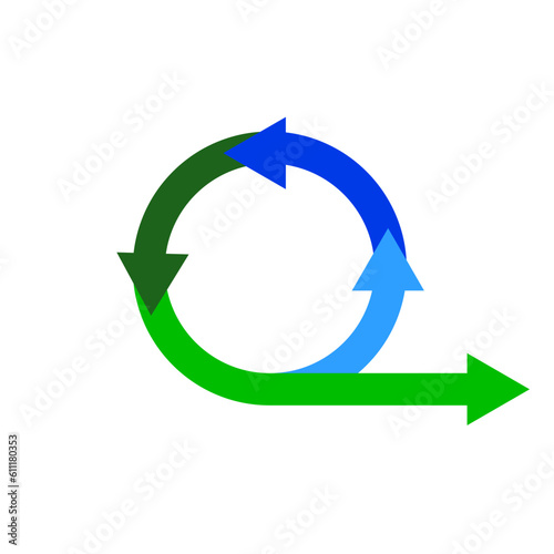 colorful rounded-off arrows. Arrows movement circle. Vector illustration. Stock picture.