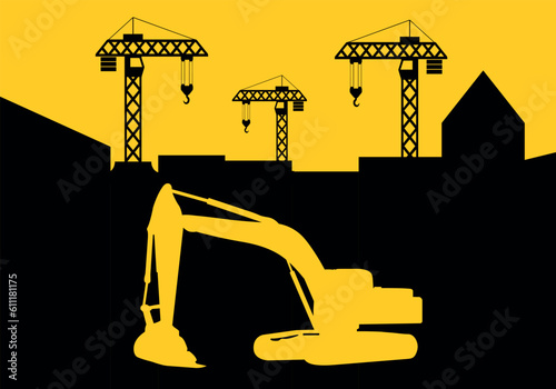 construction site with crane 