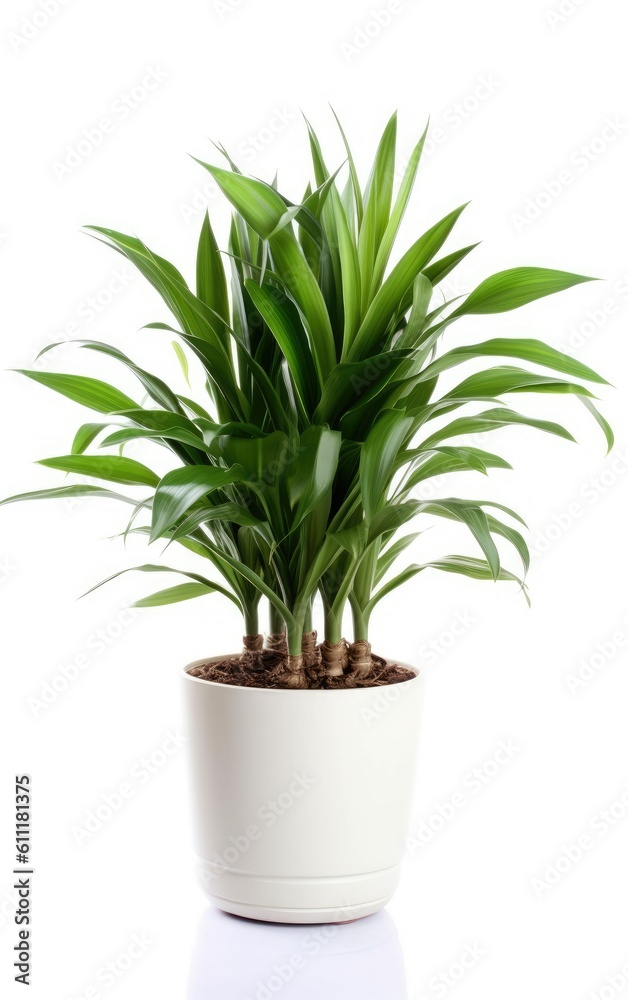Flowers dracaena on white background in flower pot Flowers dracaena on white background in flower pot