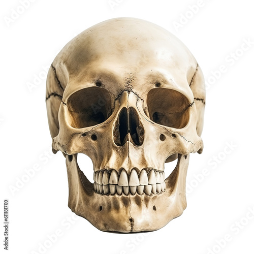 Skull model isolated on a transparent background, generative ai
