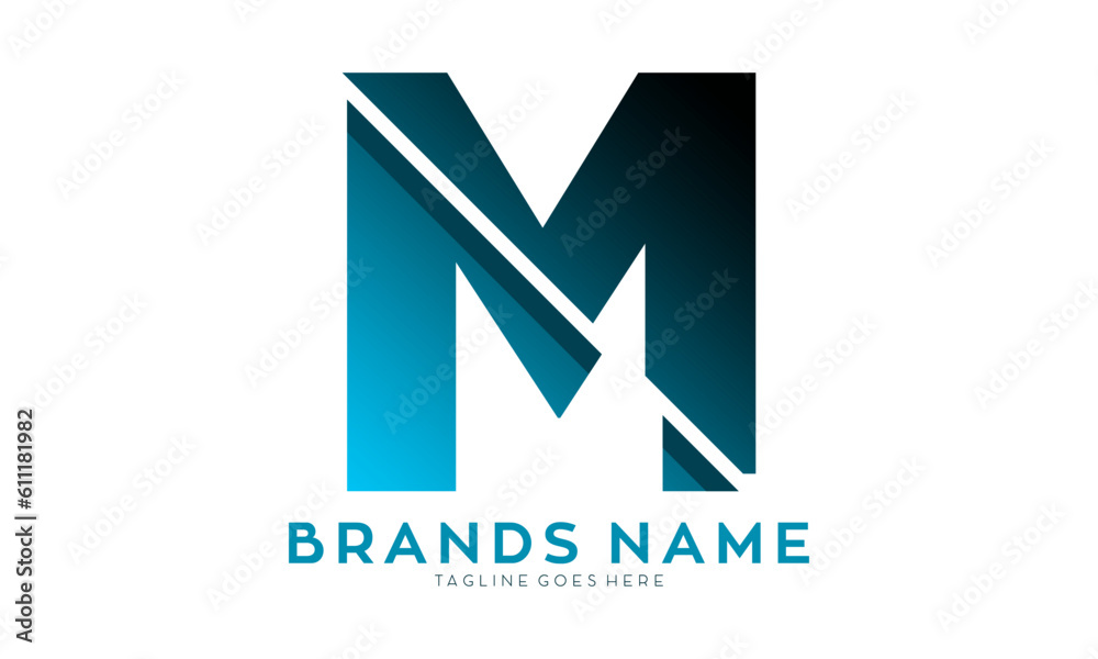 Letter M alphabet with fracture effect vector logo Letter M alphabet with fracture effect vector logo