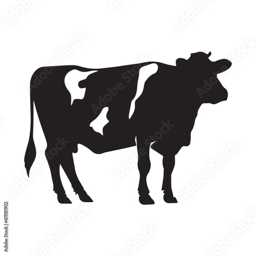 A Cow Black Color Vector Silhouette Illustration.
