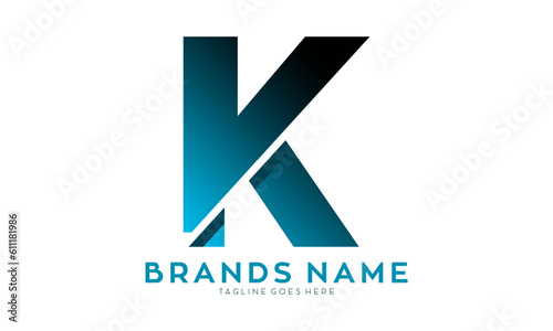 Letter K alphabet with fracture effect vector logo