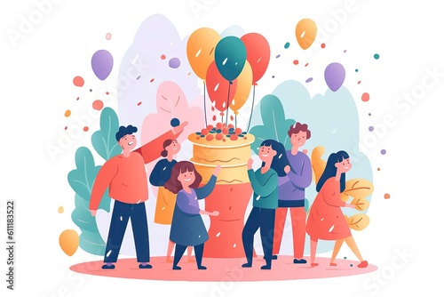 Happy Birthday Party illustration Idea. Generative AI