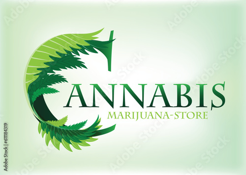 Cannabis drug narcotic herbal plant logo graphic design brand identity business card vector image design 