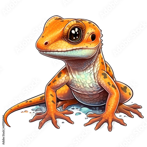Orange newt illustration isolated - Generative AI Fototapet