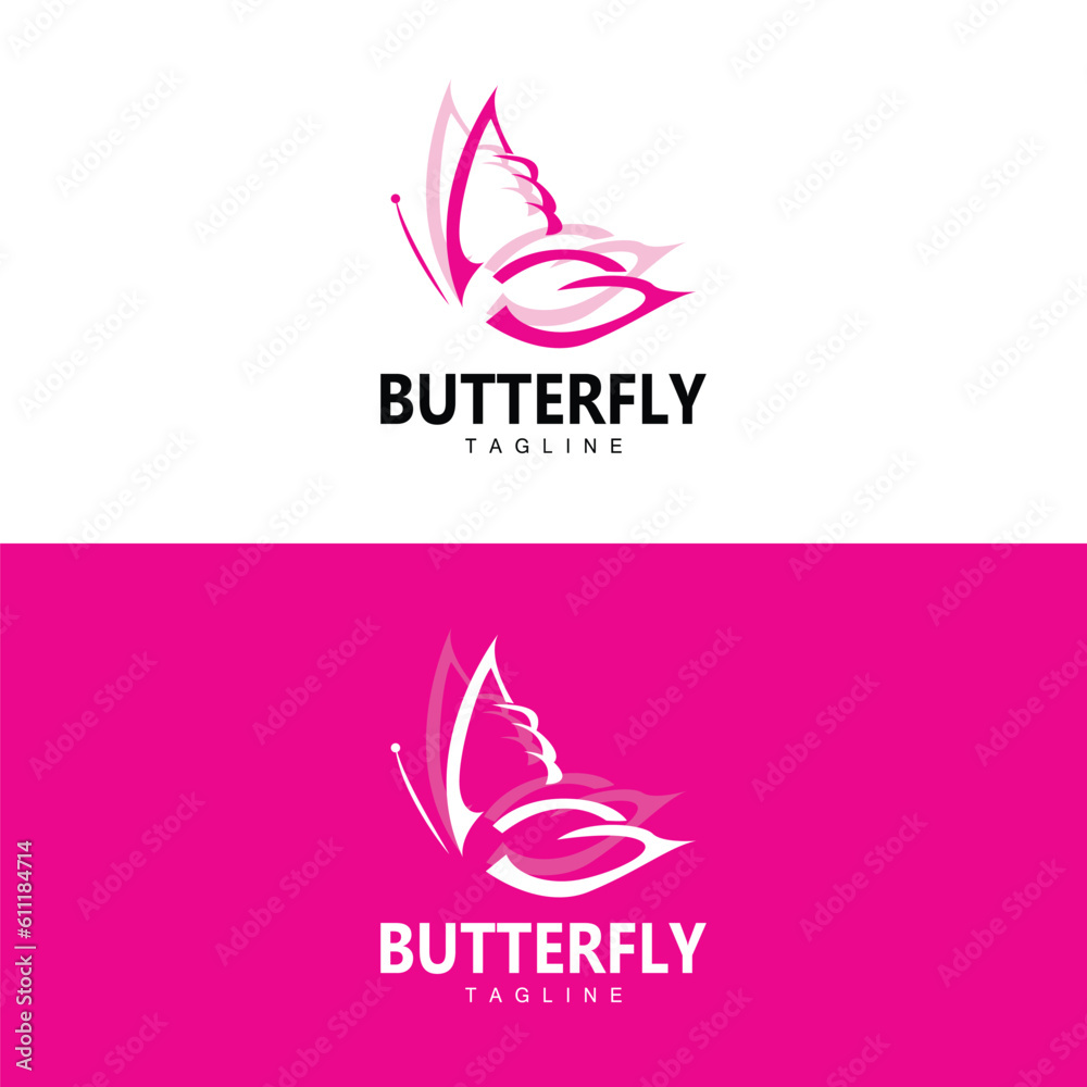 Obraz premium Butterfly Logo, Animal Design With Beautiful Wings, Decorative Animals, Product Brands