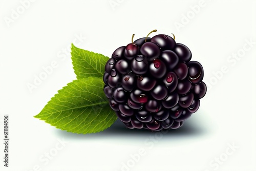 Illustration of Blackberry with leaves. Fruit illustration. Generative AI