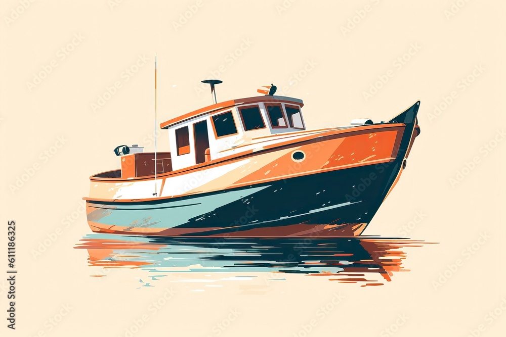 luxury yacht illustration. Transportation illustration. Generative AI