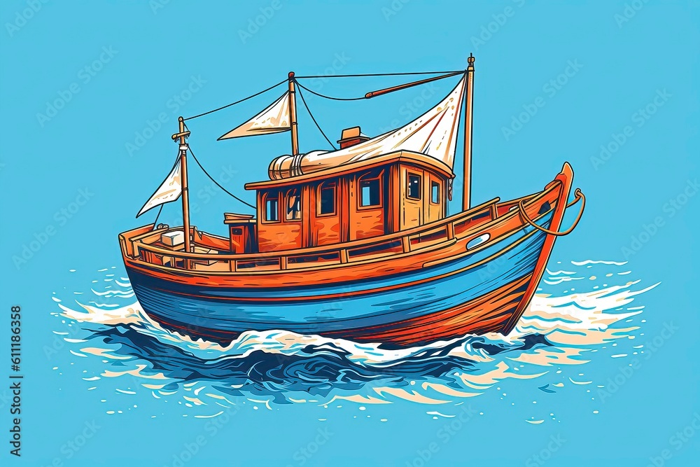 Fototapeta premium luxury yacht illustration. Transportation illustration. Generative AI