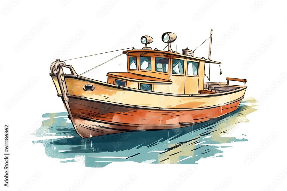 luxury yacht illustration. Transportation illustration. Generative AI luxury yacht illustration. Transportation illustration. Generative AI