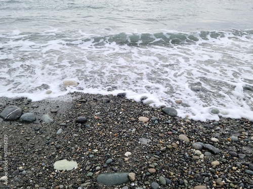 Waves splashing on the rocks by the seaside in Pacific Northwest