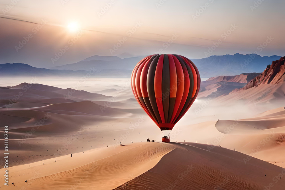 Hot air balloon over the desert, AI generated Hot air balloon over the desert, AI generated