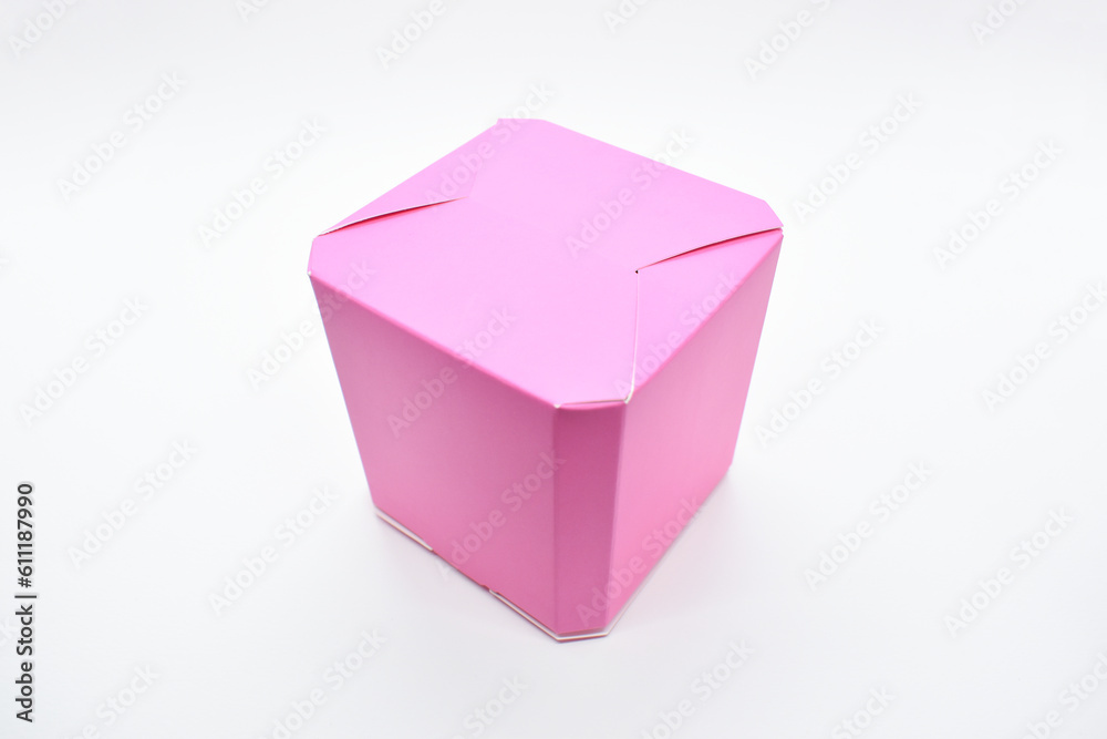 pink paper box on white background, package for design pink paper box on white background, package for design