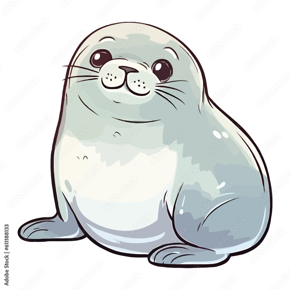 Cheerful Seal: Lively 2D Illustration Brimming with Cuteness Cheerful Seal: Lively 2D Illustration Brimming with Cuteness