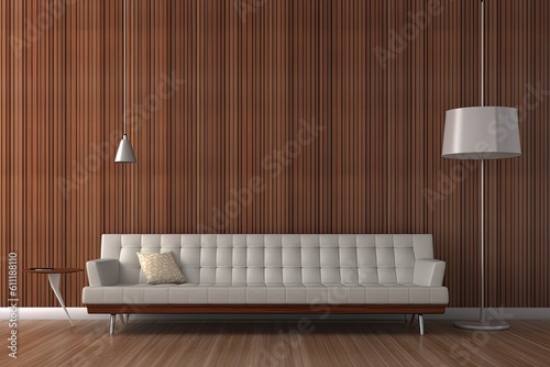 A mock-up of an empty wall in a hipster setting inspired by Scandinavia. Modern minimalist interior design. Generative AI