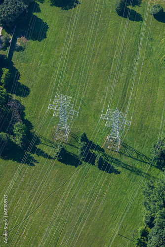 Aerial views of 2 hydro power towers
