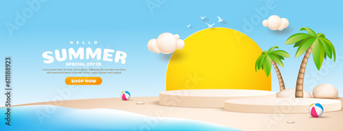 Realistic template for summer sale season
