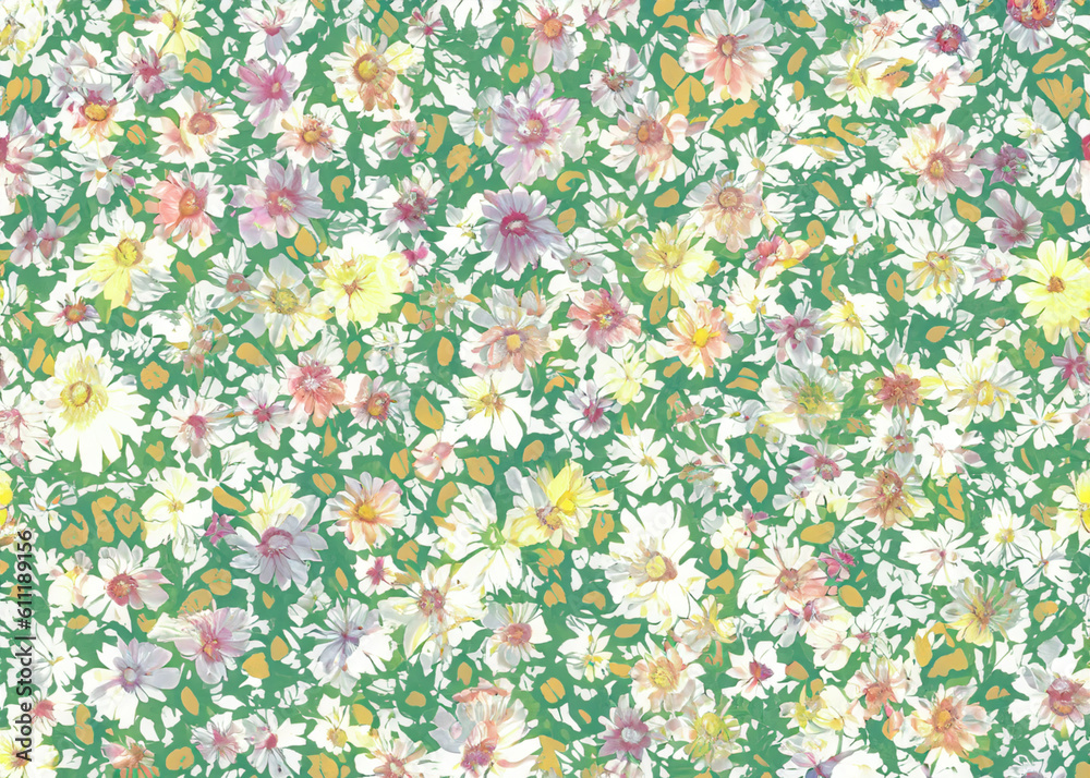 abstract flower and plant background, seamless wallpaper background, created with generative ai technology
