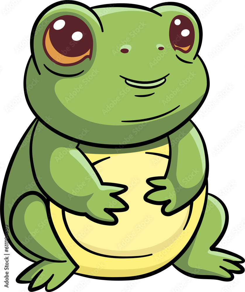 Naklejka premium frog cute cartoon minimal with outline