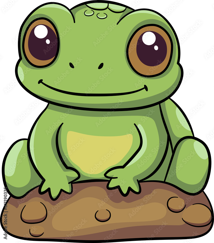 Naklejka premium frog cute cartoon minimal with outline
