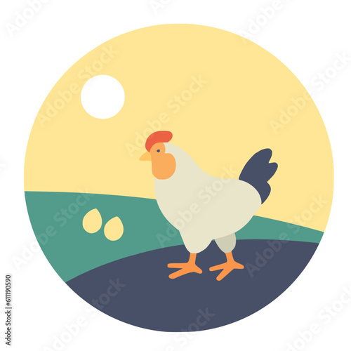 Chicken crossing the road vector illustration