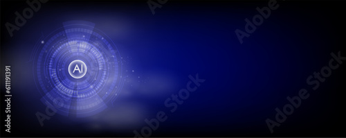 AI sign on hud element with solf light blue background