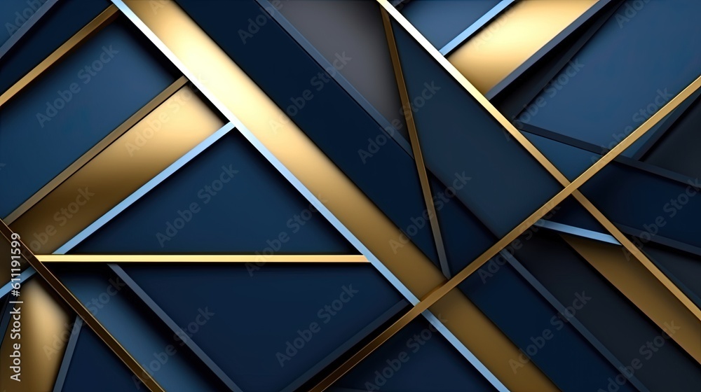 0634. Blue and Gold Line Abstract Geometric Background. Generative AI 0634. Blue and Gold Line Abstract Geometric Background. Generative AI