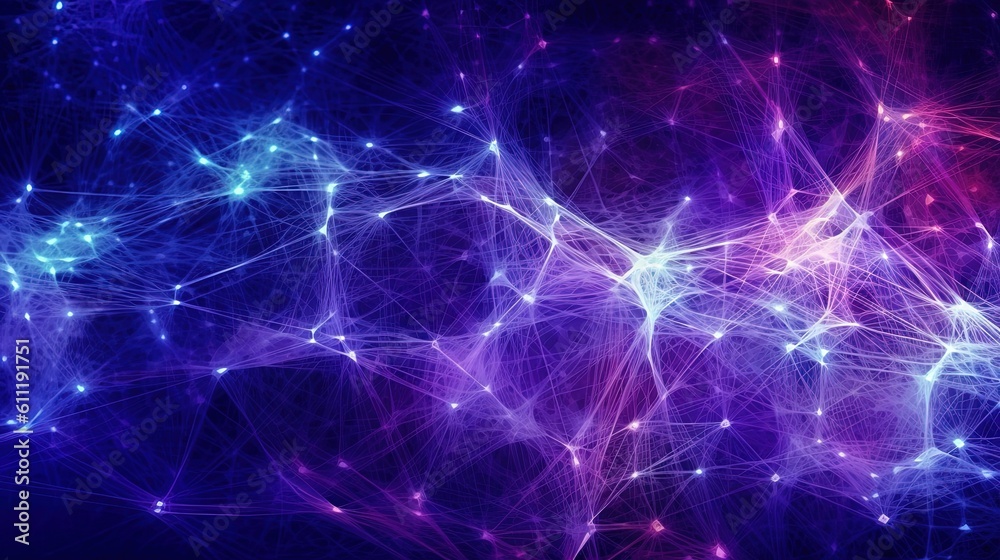 0637. Blue and Purple Harmonious Cybernetic Network Background. Generative AI