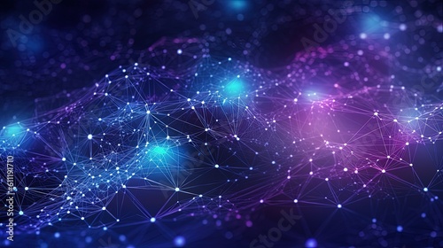 0638. Blue and Purple Harmonious Cybernetic Network Background. Generative AI © hamzahalderad
