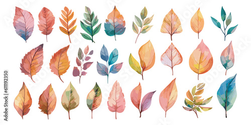 watercolor leaves clipart for graphic resources
