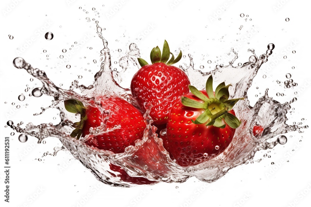 strawberry falling into water strawberry falling into water