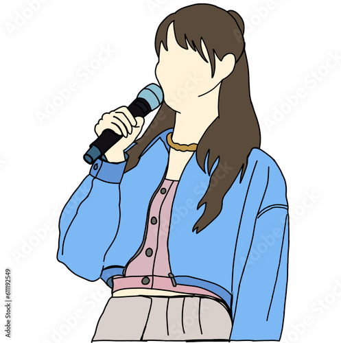 Illustration vector of Kpop fashion stage. idols of Koreans performing. K-pop female fashion idol. female singer who is singing wearing beautiful clothes