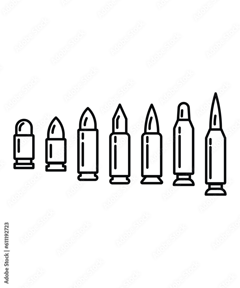 all size bullet icon set, vector best line icon.