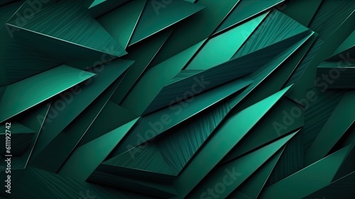0694. Dark Emerald Line Abstract Geometric Background. Generative AI