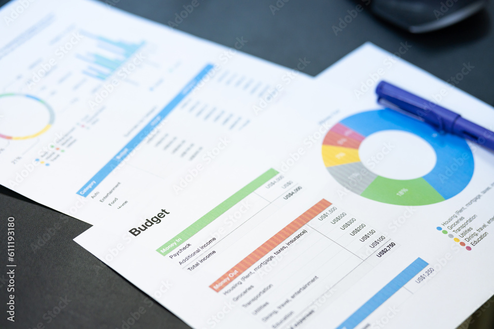 Budget planning concept. Business Planning Strategy Analysis discussing new plan financial graph data. Work with document graphs and calculator Concept. Budget planning concept. Business Planning Strategy Analysis discussing new plan financial graph data. Work with document graphs and calculator Concept.