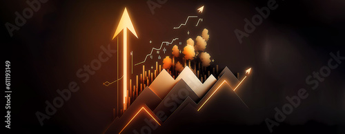 Economic growth chart. A sharp increase. Banner. created by AI