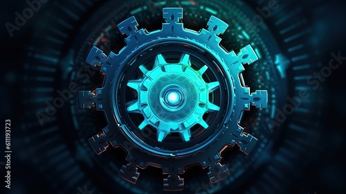 0755. Gears icon symbolizes configuration and security settings Background. Generative AI