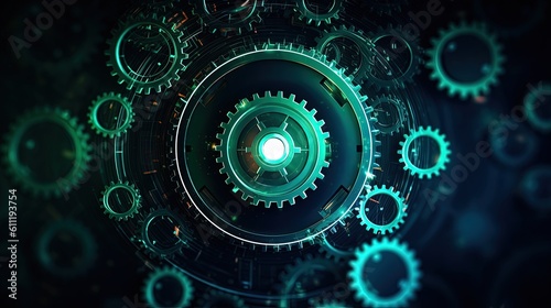 0756. Gears icon symbolizes configuration and security settings Background. Generative AI