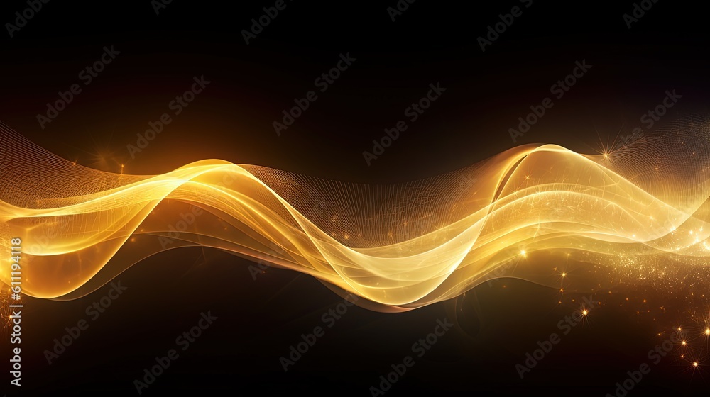 Fototapeta premium 0785. Golden Aura Digital Wave Background. Generative AI