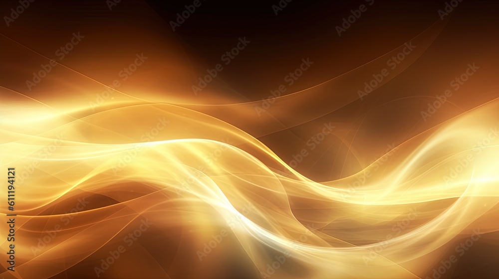 Fototapeta premium 0789. Golden Glow Digital Wave Background. Generative AI